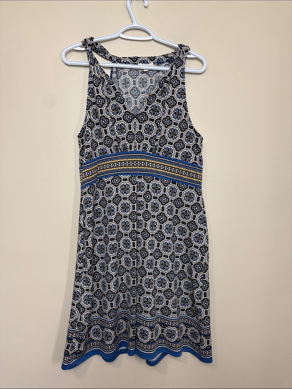 Max Studio Blue and Gold Printed Midi Dress size XL